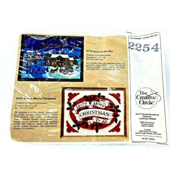 Vintage 1986  Santa in the Sky EMBROIDERY KIT The Creative Circle 2254 - Picture 1 of 7